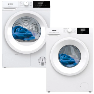 Комплект Пральна машина вузька Gorenje WNGPI61SBS/UA + Сушильна машина Gorenje D2HNE7E/UA