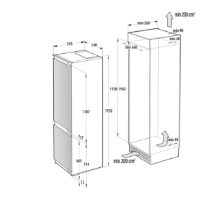 Холодильник Gorenje вбудований NRKI519E82WF